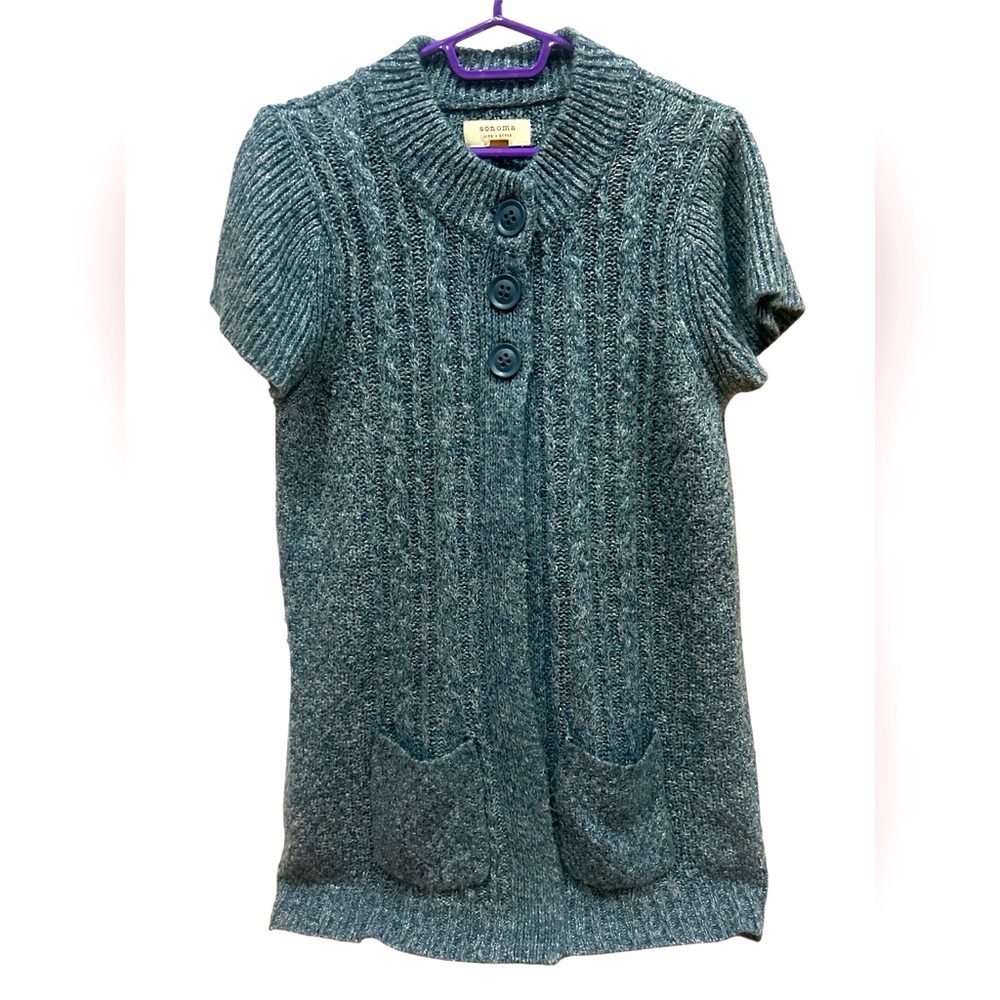 🍪 Sonoma Short Sleeve Duster Cardigan XL Teal - Picture 1 of 8